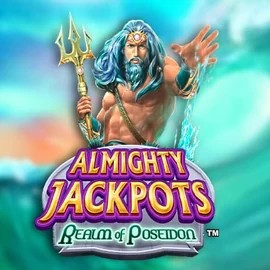 Almighty Jackpots – Realm of Poseidon online game logo by Novomatic on caseacasino.eu.com