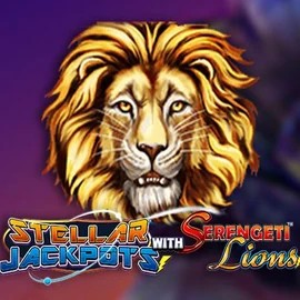 Stellar Jackpots with Serengeti Lions slot logo by Lightning Box Game at Casea Casino